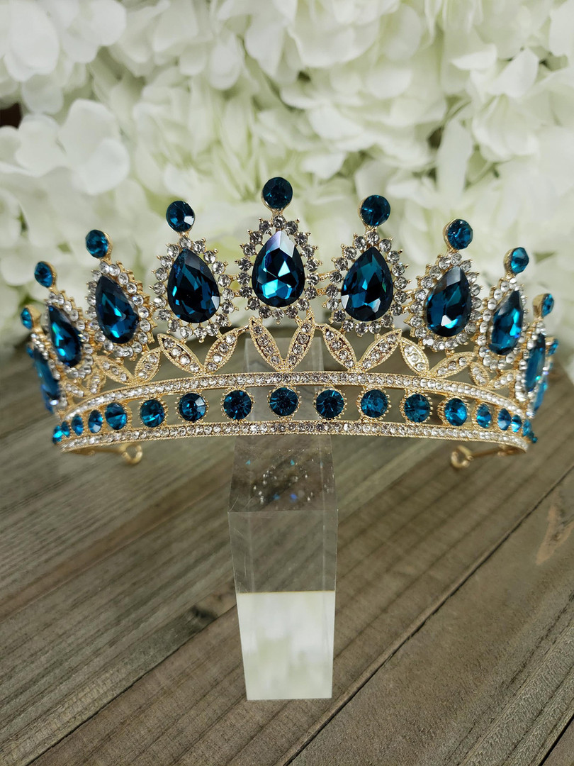 SYGA Embellished Crystal & Rhinestone Studded Crown Tiara